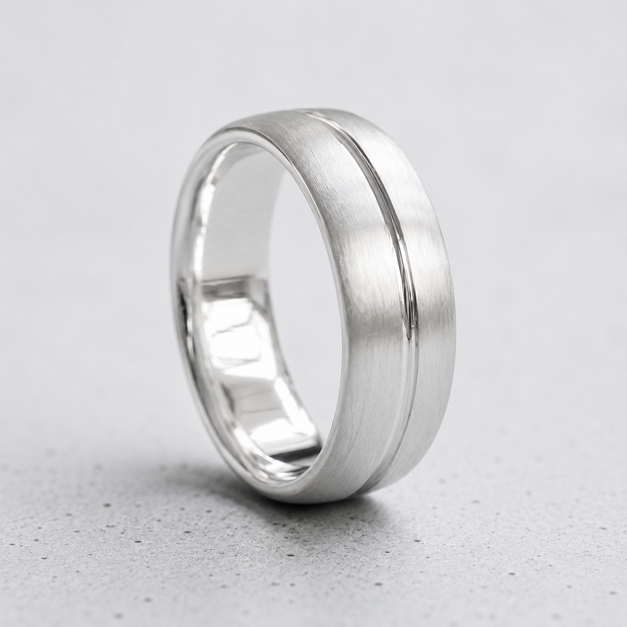 Brushed Sterling Silver Groove Ring