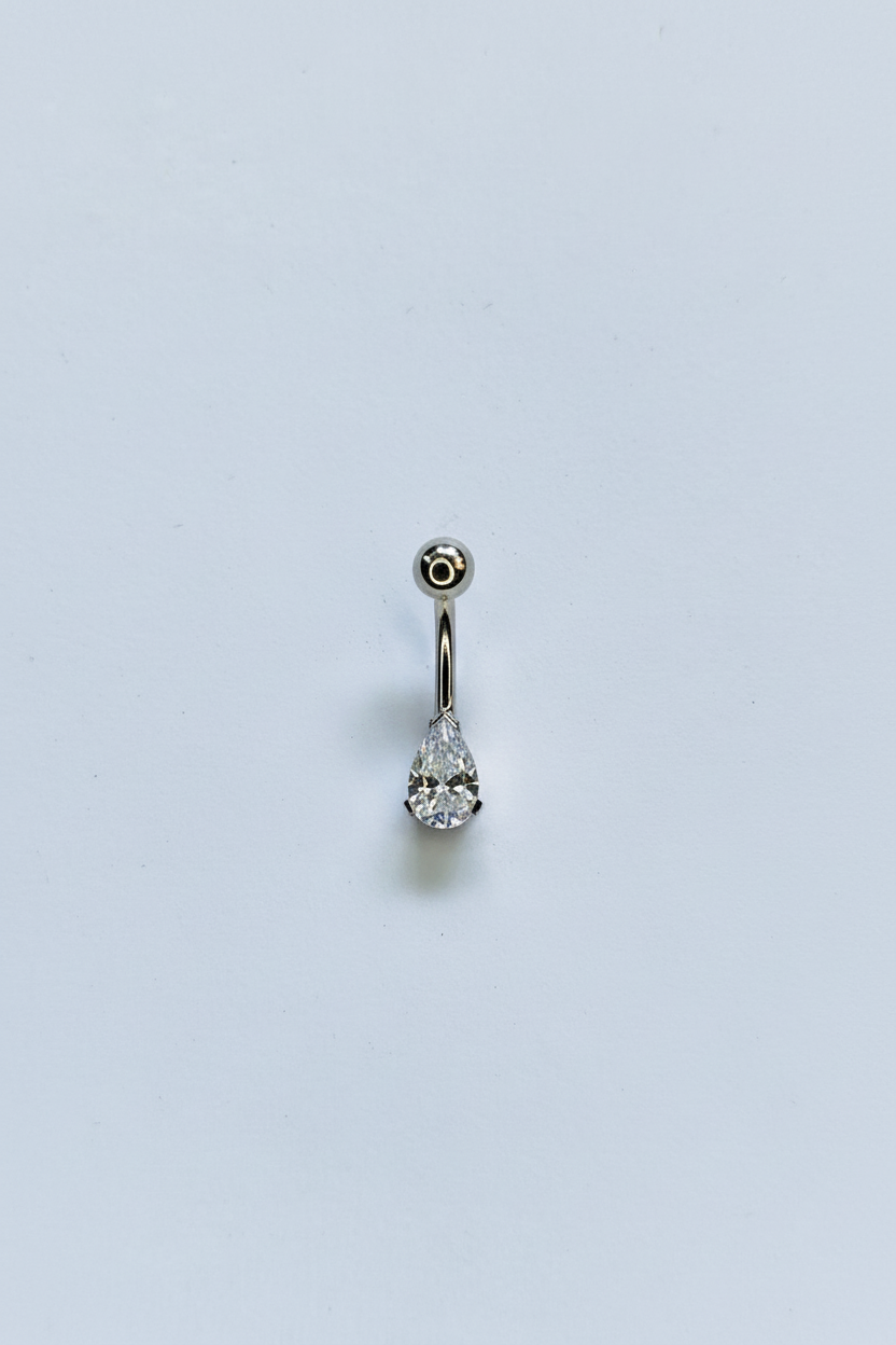Sterling Silver Belly Ring with Stone