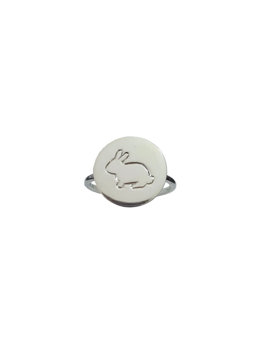 Sterling Silver Bunny Disc Ring