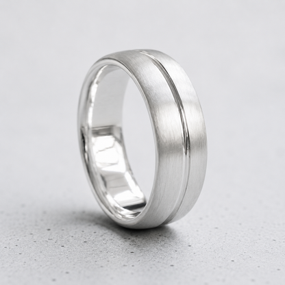 Brushed Sterling Silver Groove Ring
